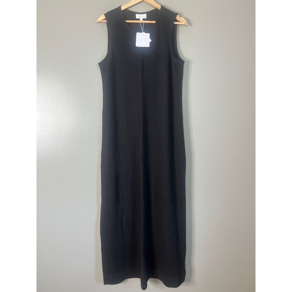 Le' AL.X organic cotton black maxi dress large quite Luxury minimalist chic - Picture 2 of 10